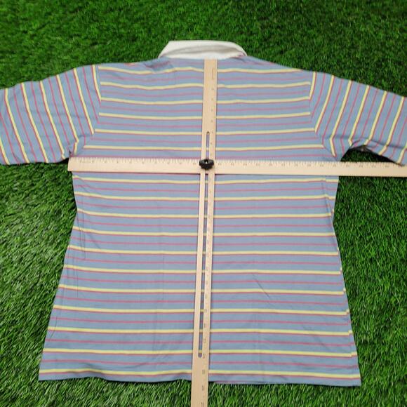 VTG 70s Disco Slim Fit Polo Shirt Large Dagger Collar Striped Big Collar - Picture 5 of 9